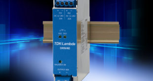 Low loss, 20A to 40A DIN rail redundancy module has load sharing balance indication