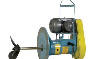Mixers have toothed belt and high efficiency impellers for optimum mixing