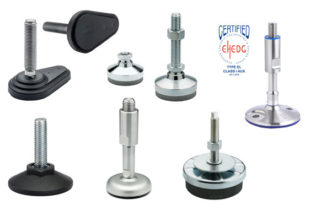 Levelling feet for industrial applications and aggressive environments