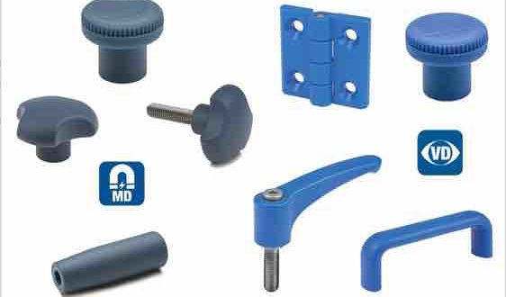 Metal and visually detectable components for food and pharmaceutical production lines
