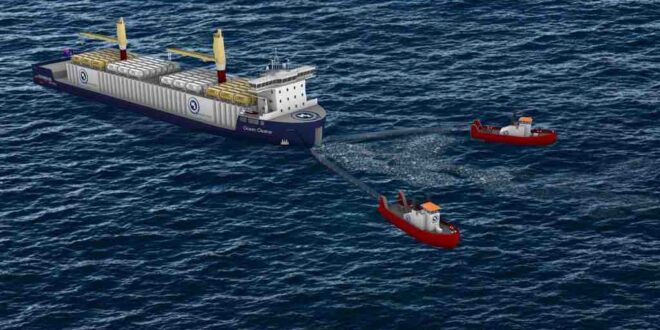 Concept ship to clear oceans of plastic waste and produce clean fuel