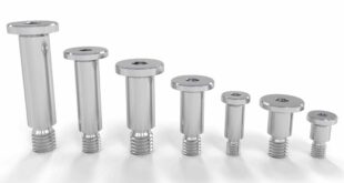 Shoulder bolts with ultra-low head for compact installation