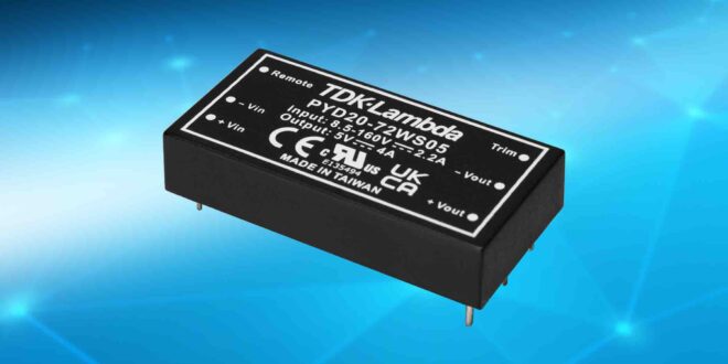 Rugged 20W 2-in x 1-in DC-DC converters have an 18:1 ultra-wide input for industrial and rail applications