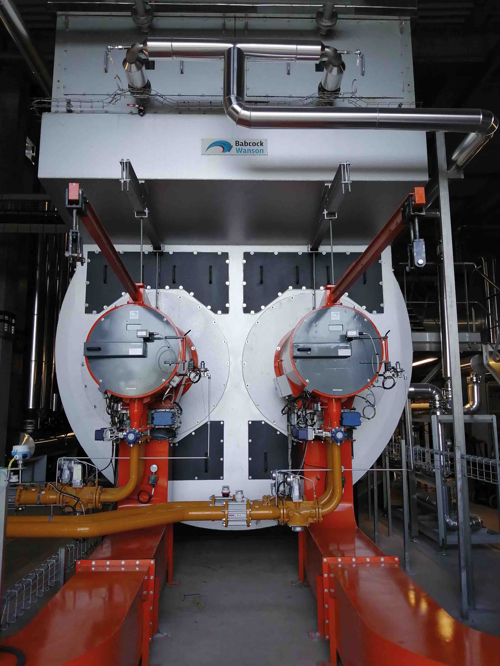 Twin-furnace firetube boilers for steam outputs from 30 t/h to 58 t/h