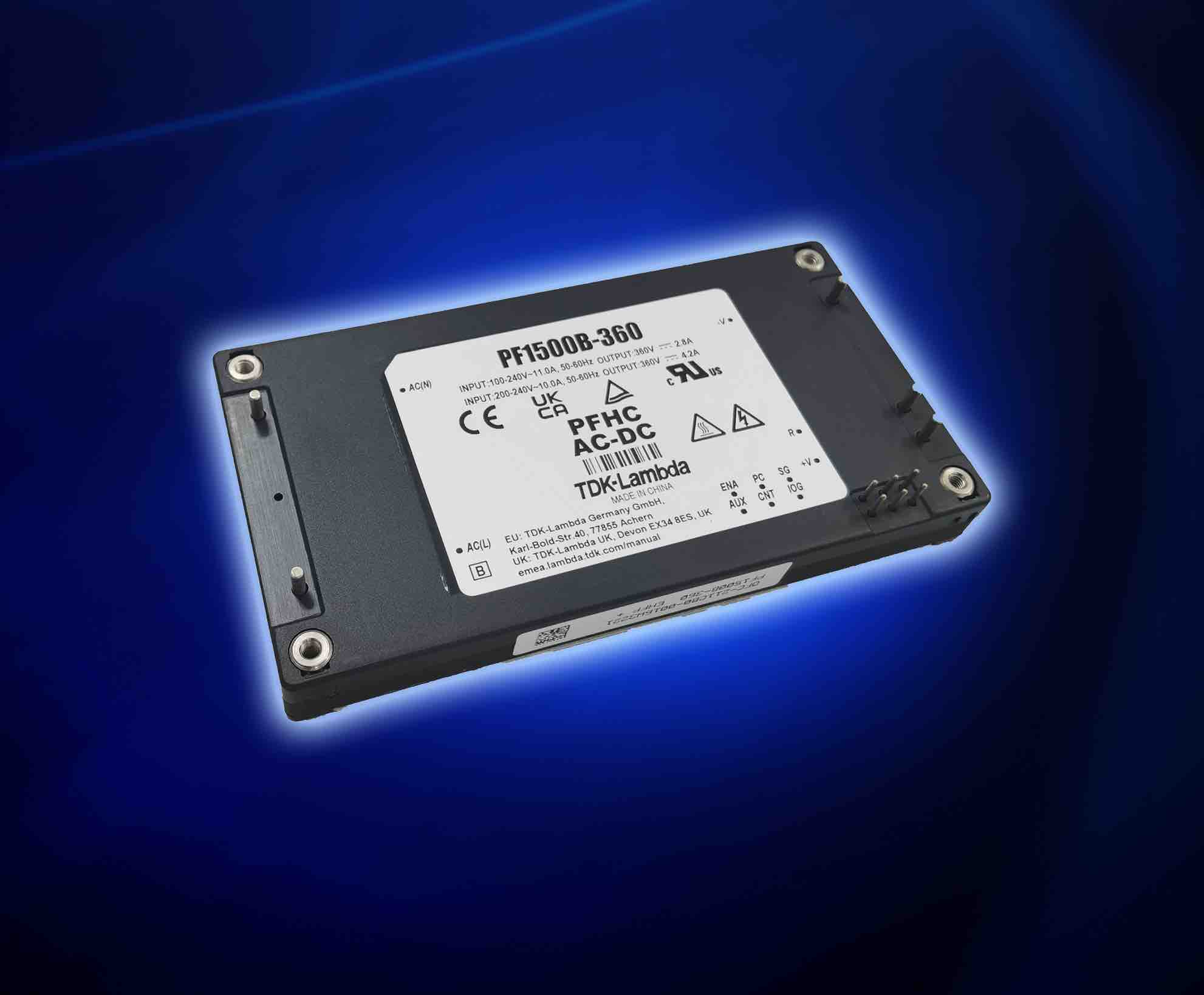 Acde power factor correction module offers up to 1512W in a full brick
