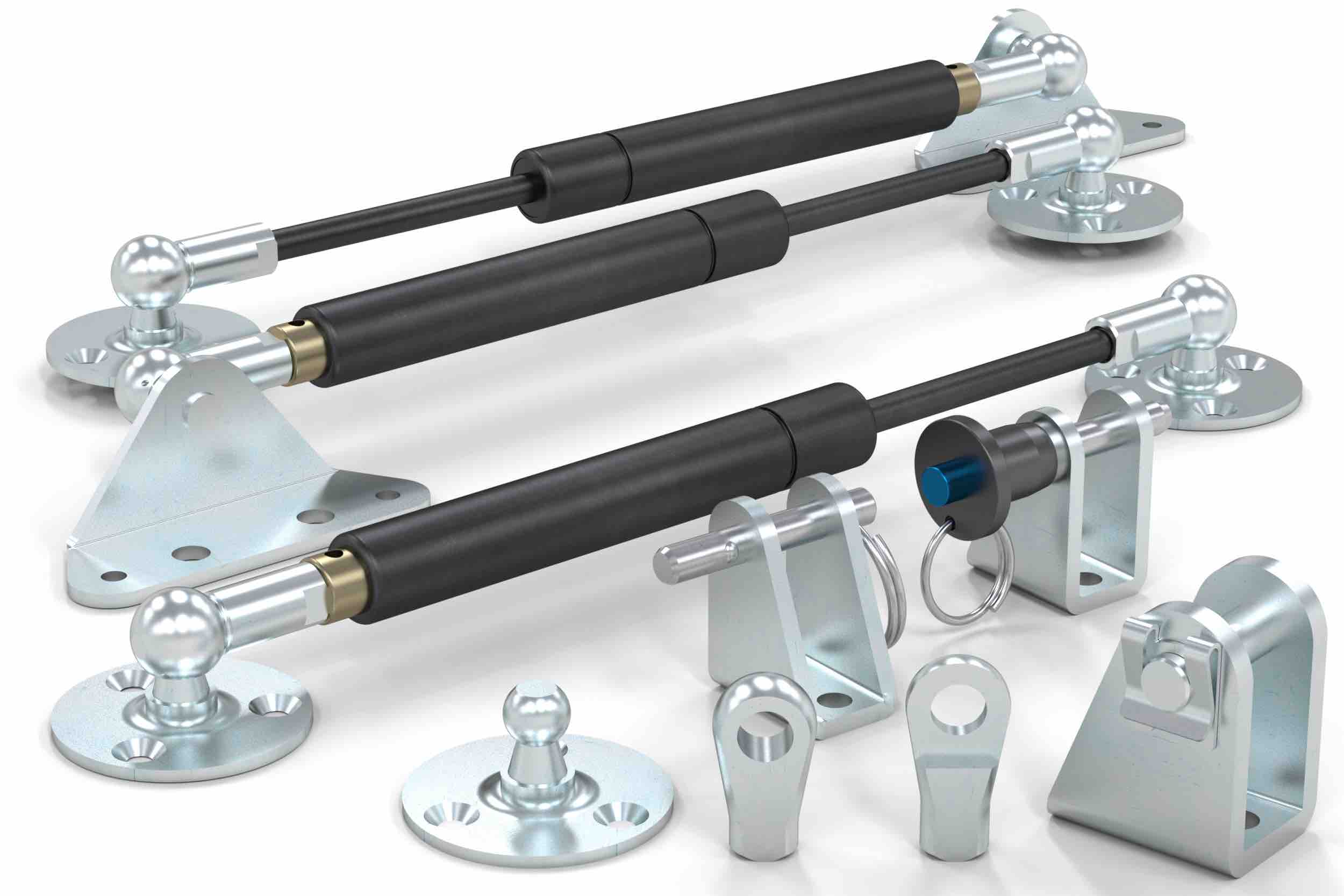 Increased flexibility for gas strut installation with new brackets and